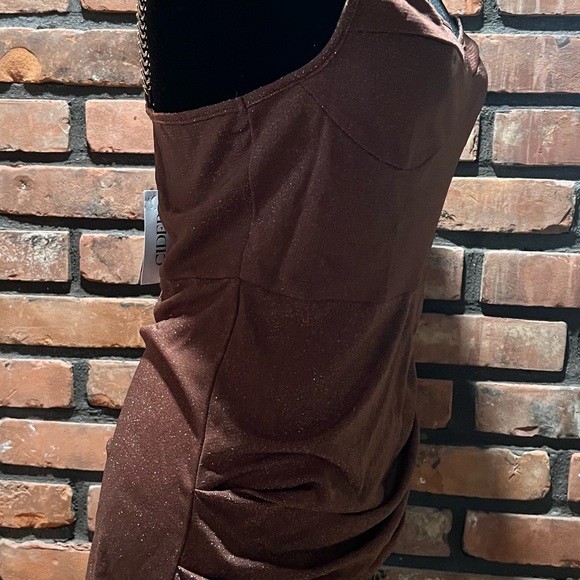 Brown/Metallic Gold Dress w/Gold Chain Link straps - Picture 5 of 6